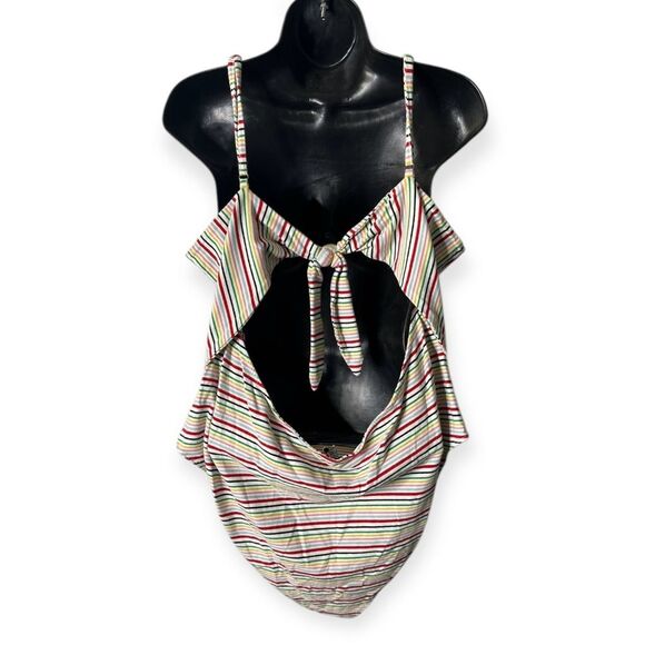 Plus Size Bodysuit Women’s Size 3X Rainbow Open Bow Back Top - Picture 1 of 9